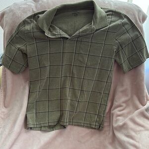 George Green Polo Shirt with Checkered Pattern